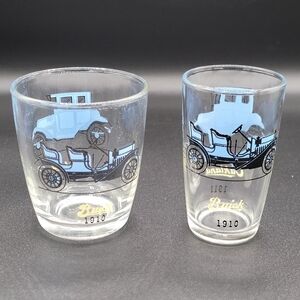 Hazel/Atlas Antique American Car 1910 Buick- 1911 Oakland Barware Set